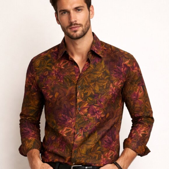 Dolce & Gabbana Men’s Floral Made in Italy Front Button Shirt Size 17.5 / 44